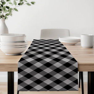 Rustic Black and Grey Buffalo Plaid Short Table Runner