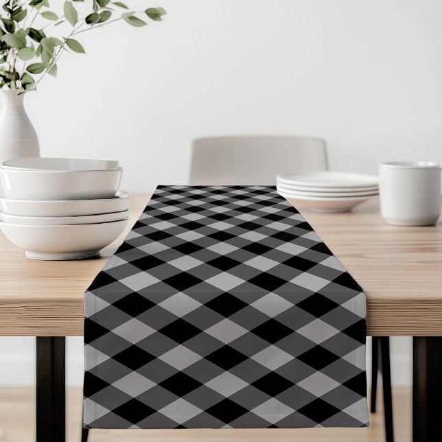 Rustic Black and Grey Buffalo Plaid Short Table Runner (Creator Uploaded)