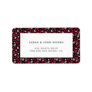 Rustic black and red Christmas pattern address Label