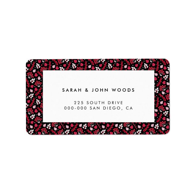 Rustic black and red Christmas pattern address Label (Front)