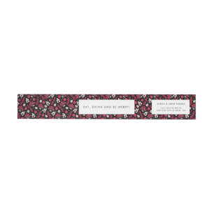 Rustic black and red Christmas pattern Wrap Around Label