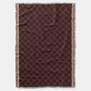 Rustic black and vivid red plaid with thick lines  throw blanket