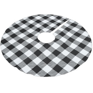 Rustic Black and White Buffalo Check Plaid Brushed Polyester Tree Skirt