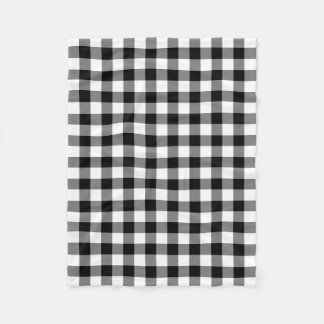 Rustic Black And White Buffalo Plaid Fleece Blanket