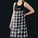 Rustic black and white buffalo plaid personal apron<br><div class="desc">Rustic black and white buffalo plaid personal Apron.
Add your own name to personalize.</div>