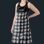 Rustic black and white buffalo plaid personal apron<br><div class="desc">Rustic black and white buffalo plaid personal Apron.
Add your own name to personalize.</div>