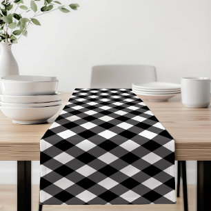 Rustic Black and White Buffalo Plaid Short Table Runner