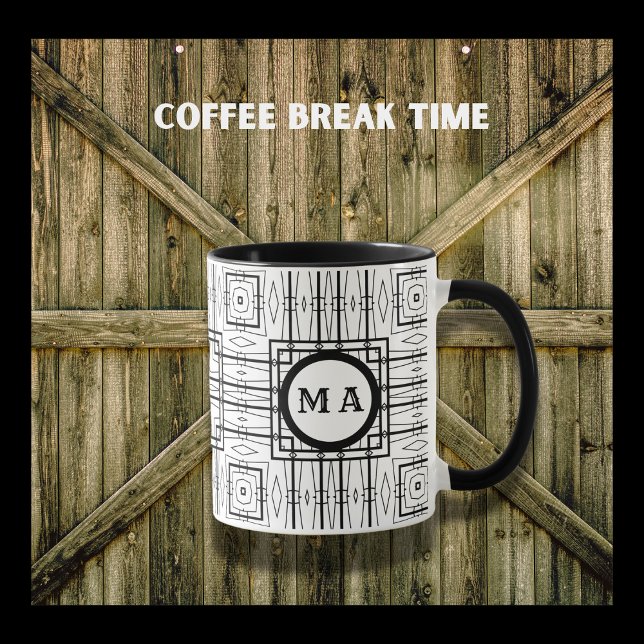 Rustic Black and White Geometric Design Coffee Mug (Creator Uploaded)