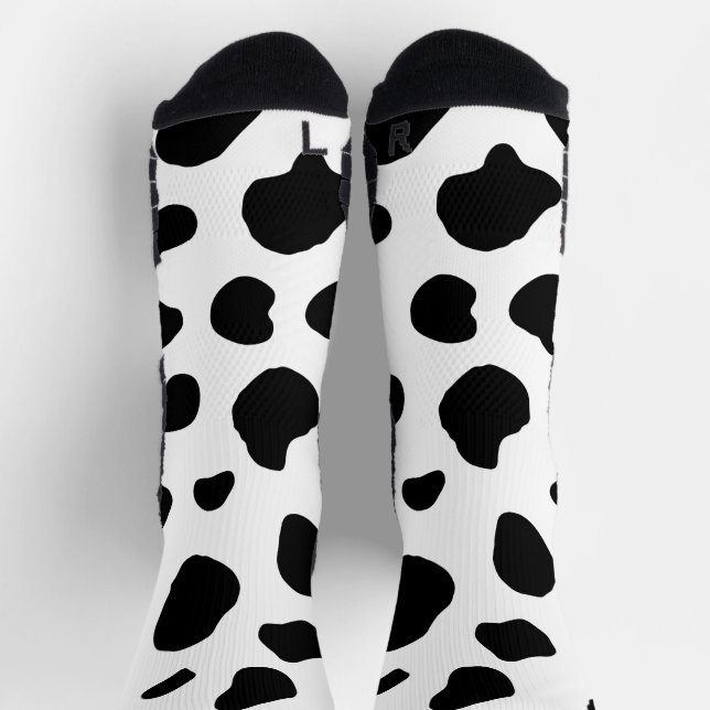 Rustic Black and White Holstein Cow Pattern Socks (Top)