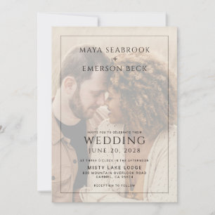 Rustic Black And White Overlay Photo Wedding Invitation