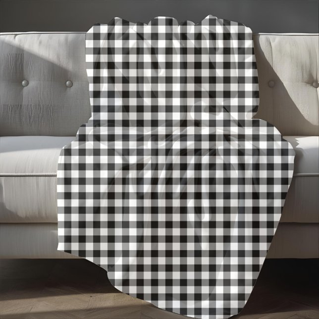 Rustic Black And White Plaid Pattern Fleece Blanket (Rustic Black And White Plaid Pattern Fleece Blanket)