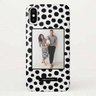 Rustic Black and White Polka Dots Pattern Photo Case-Mate iPhone Case