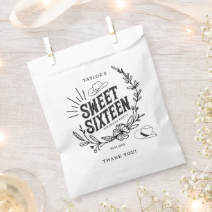 Rustic Black and White Sweet Sixteen Birthday Favour Bag