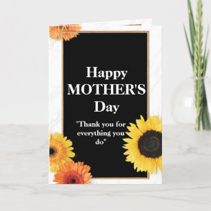 Rustic Black And Yellow Sunflower Mother's Day  Card