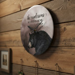 Rustic Black Bear Forest Cabin Decor Monogram  Large Clock<br><div class="desc">This design may be personalized by choosing the Edit Design option. You may also transfer onto other items. Contact me at colorflowcreations@gmail.com or use the chat option at the top of the page if you wish to have this design on another product or need assistance. See more of my designs...</div>