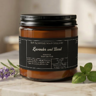 Rustic black body butter or cosmetics jar label