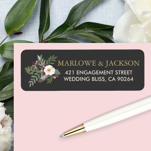 Rustic Black Boho Floral Feather Wedding