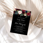 Rustic Black Botanical Bat Mitzvah  Invitation<br><div class="desc">This rustic black botanical bat mitzvah invitation is perfect for a classic bat mitzvah. The design features burgundy,  red,  navy,  blue and blush radiant and graceful hand-painted flowers in a black background,  inspiring natural beauty.</div>