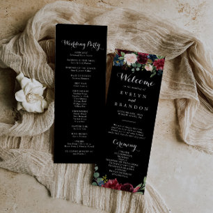 Rustic Black Botanical Wedding Program