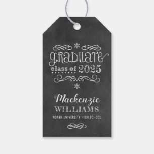 Rustic Black Chalkboard Custom 2024 Graduate Name Gift Tags