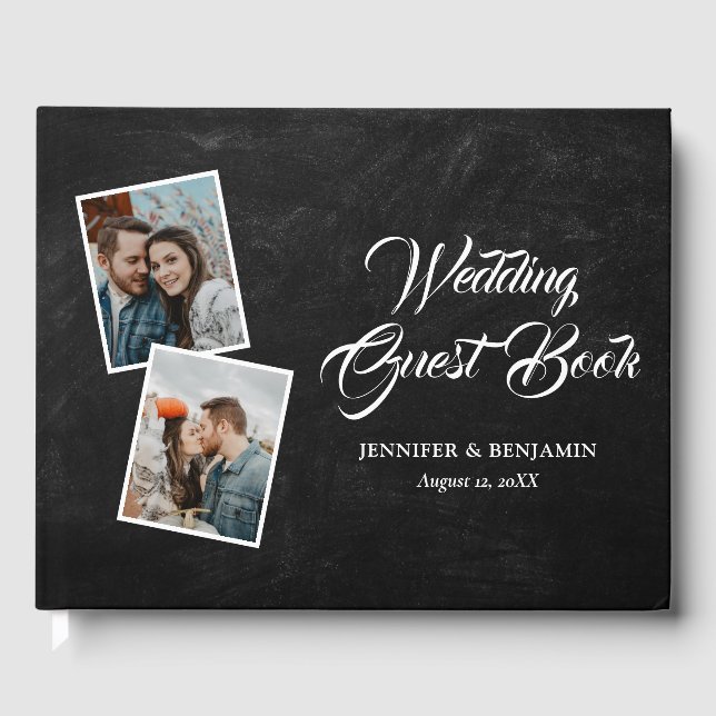 Rustic Black Chalkboard Mariage Photo Livre d'invi (Recto)