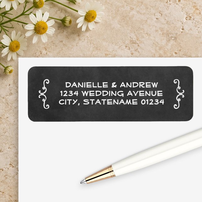Rustic Black Chalkboard Wedding Return Address (Creator Uploaded)