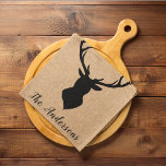 Rustic Black Deer | Kraft | Family Name Kitchen Towel<br><div class="desc">Introducing our Rustic Black Deer on Kraft design,  a perfect blend of timeless charm and personalized elegance! Bring a touch of rustic charm and family pride into your home or surprise someone special with a one-of-a-kind gift. Customize your Rustic Black Deer | Kraft | Family Name product today!</div>