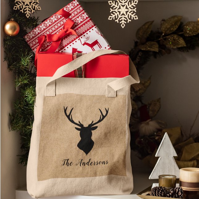 Rustic Black Deer | Kraft | Family Name Tote Bag (Creator Uploaded)