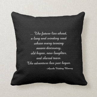 Rustic Black Faux Burlap Apache Wedding Blessing Throw Pillow