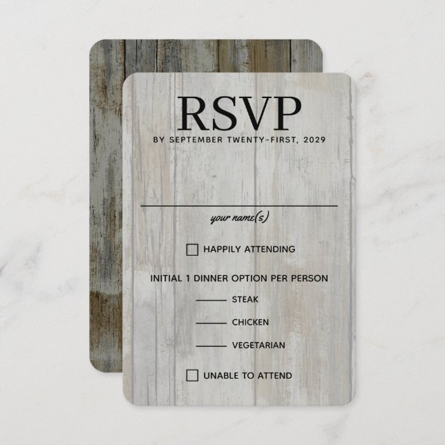 Rustic Black Forest Food Choices RSVP Card (Front/Back)