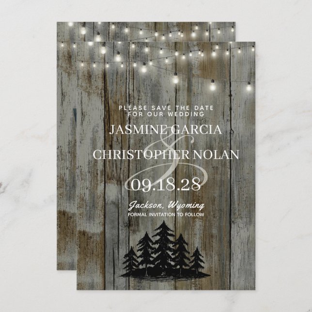 Rustic Black Forest Save The Date (Front/Back)