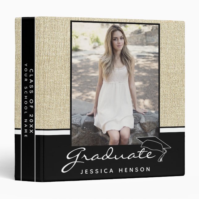 Rustic Black Graduation Keepsake Photo Album Binder (Front/Spine)