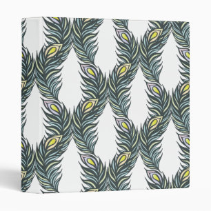 Rustic black, green and white Peacock feathers Binder