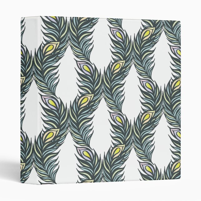 Rustic black, green and white Peacock feathers Binder (Front/Spine)