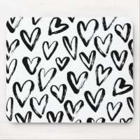Rustic Black Hearts Monochrome Pattern