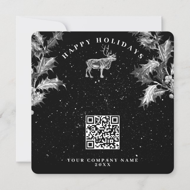 Rustic Black Holiday Business QR Code Christmas (Front)