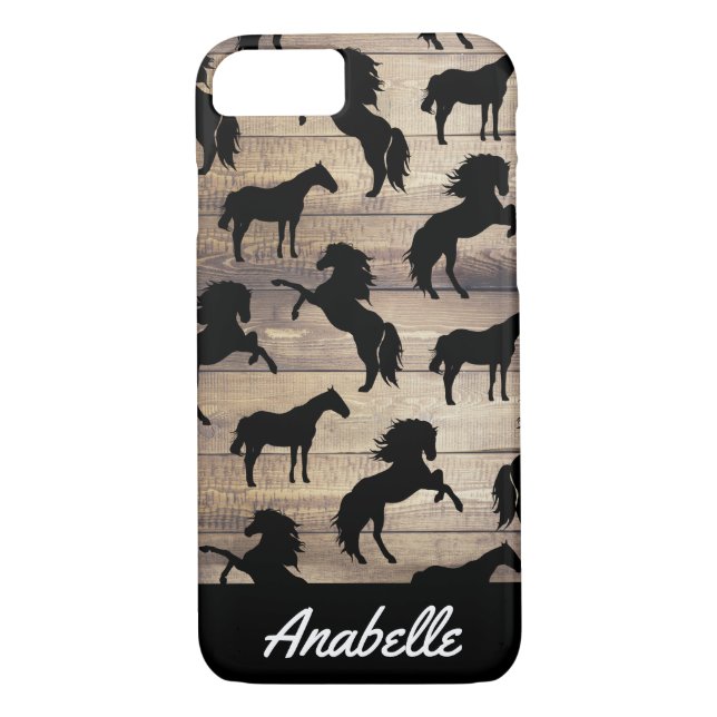 Rustic Black Horse Silhouettes | Personalized Case-Mate iPhone Case (Back)