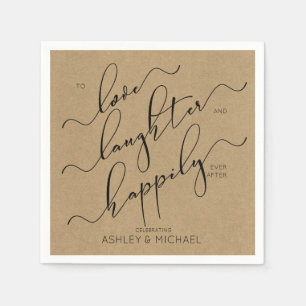 Rustic Black Kraft Happily Ever After Engagement Napkin