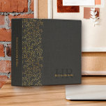 Rustic Black Linen Elegant Gold Leaf Monogrammed Binder<br><div class="desc">Monogrammed binder with rustic elegance. The design has a black linen look background with elegant foliage forming a wide border of fine gold leaves. The template is ready for you to personalize with your monogram initials and name as well as your custom title on the spine.</div>