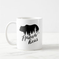 Rustic Black Mama Bear & Evergreen Trees