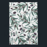 Rustic Black Olive Watercolor Illustration  Kitchen Towel<br><div class="desc">Beautiful watercolor rustic olive illustration</div>