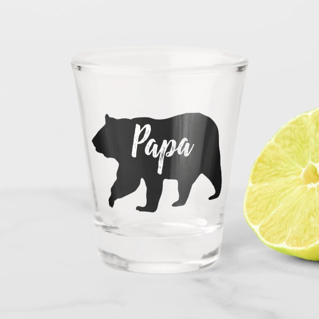 Rustic Black Papa Bear Shot Glass (Front)