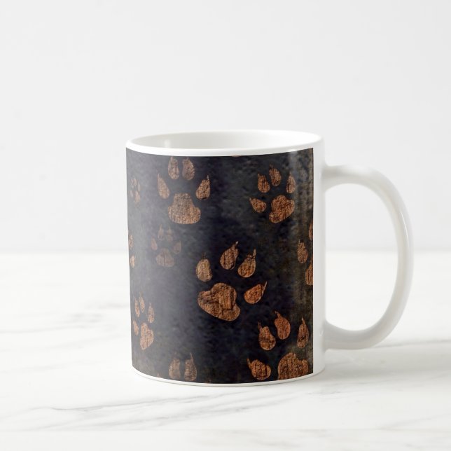 Rustic Black Paw Pattern Coffee Mug (Right)