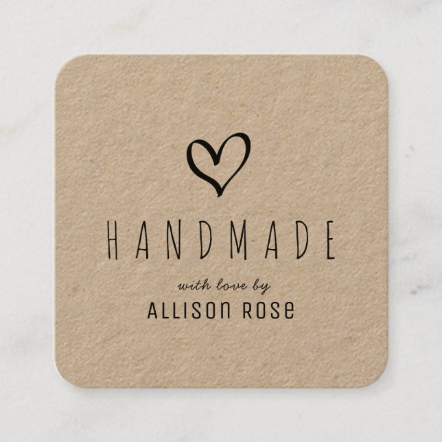 rustic black script homemade business card (Front)