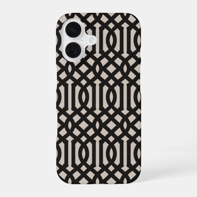 Rustic Black Trellis iPhone 16 Case (Back)