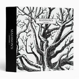 Rustic Black & White Abstract Tree Artwork Album Binder