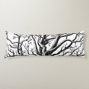Rustic Black & White Abstract Tree Branches Body Pillow