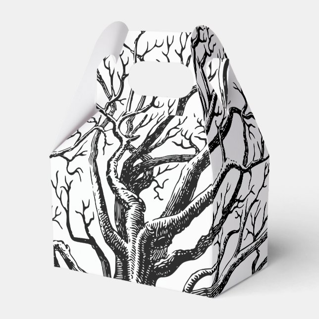 Rustic Black & White Abstract Tree Branches  Favor Box (Front Side)