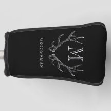 Rustic Black & White Antler Custom Groomsmen Gift