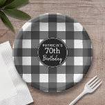 Rustic Black & White Buffalo Check Birthday Party Paper Plate<br><div class="desc">A modern yet rustic design with an area for a party name. A classic, traditional pattern that has been around for years. If you need to adjust the artwork or change the font, you can click on the customize area. This will take you to the design tool where you can...</div>